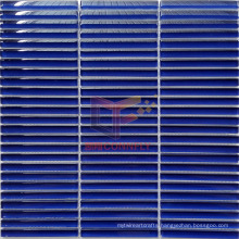 Dark Blue Strip Glass Mosaic Tile (PT56)